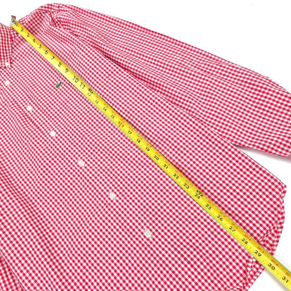 NWT Lacoste Regular Fit Check Sport Shirt Goji Red White Plaid Preppy Academia - Picture 4 of 11